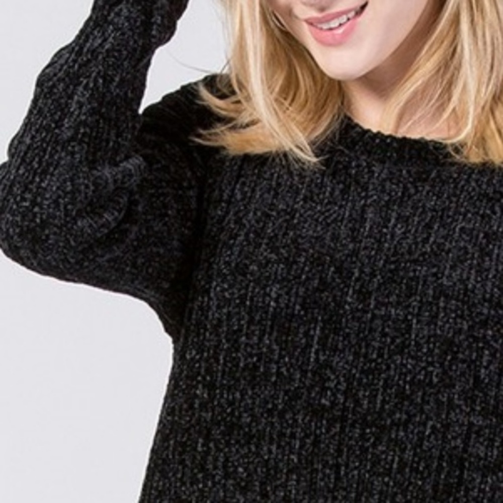 BLACK CHENILLE SWEATER - Picture 3 of 3